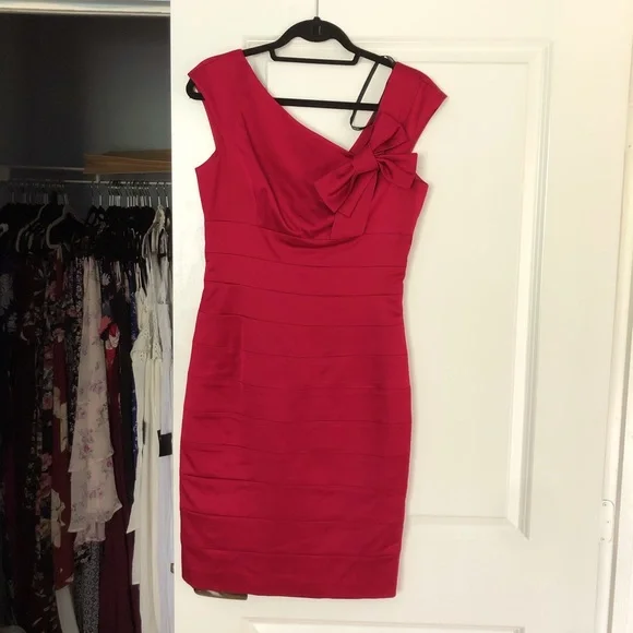 Maggy London | Dresses | Nwot Maggy London Red Satin Sheath Dress W Asymmetrical Bow Neckline Pretty | Poshmark Maggy London | Dresses | Nwot Maggy London Red Satin Sheath Dress W Asymmetrical Bow Neckline Pretty | Poshmark